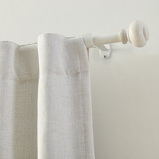 Rhinebeck 1-Inch Adjustable Single Curtain Rod with Faux Wood Ball Finials
