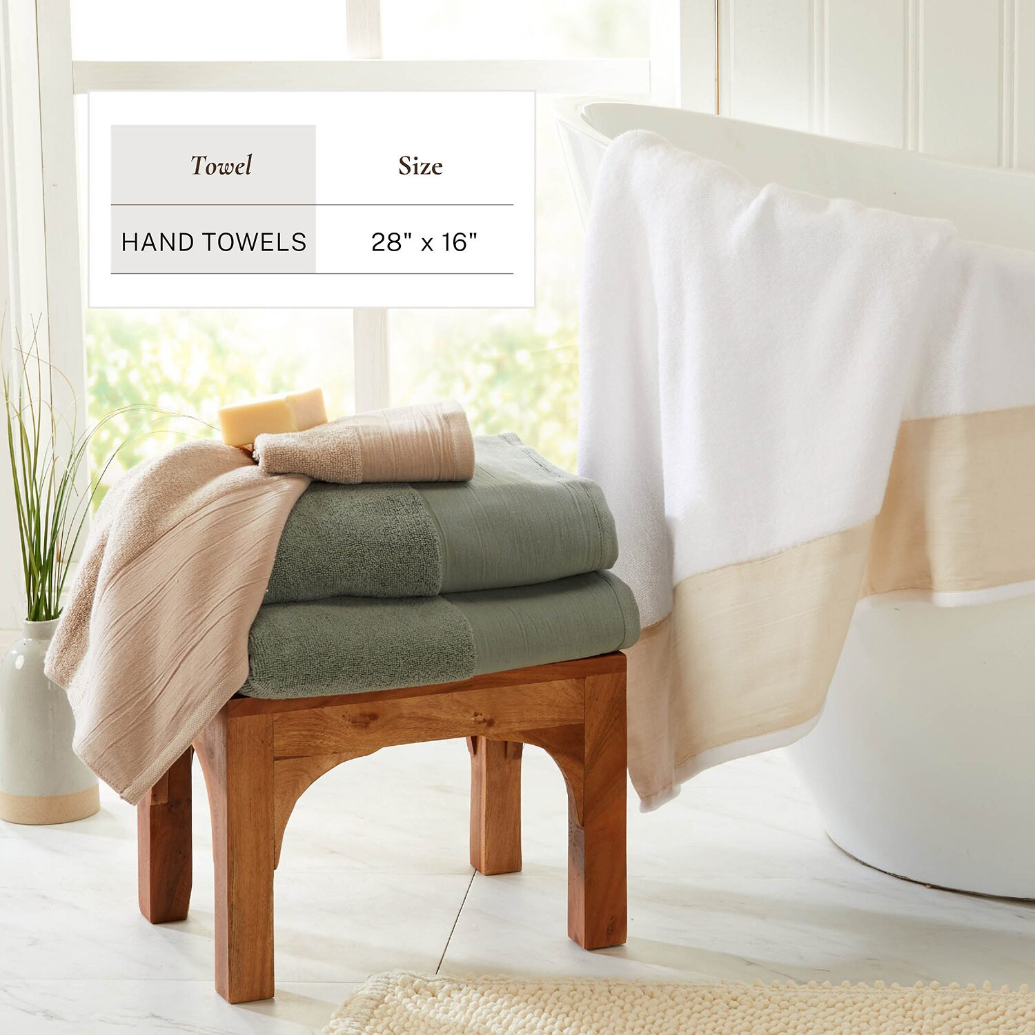Linery Ultra-Soft Cotton And Linen-Like Bordered 6-pc. Quick Dry Bath Towel Set