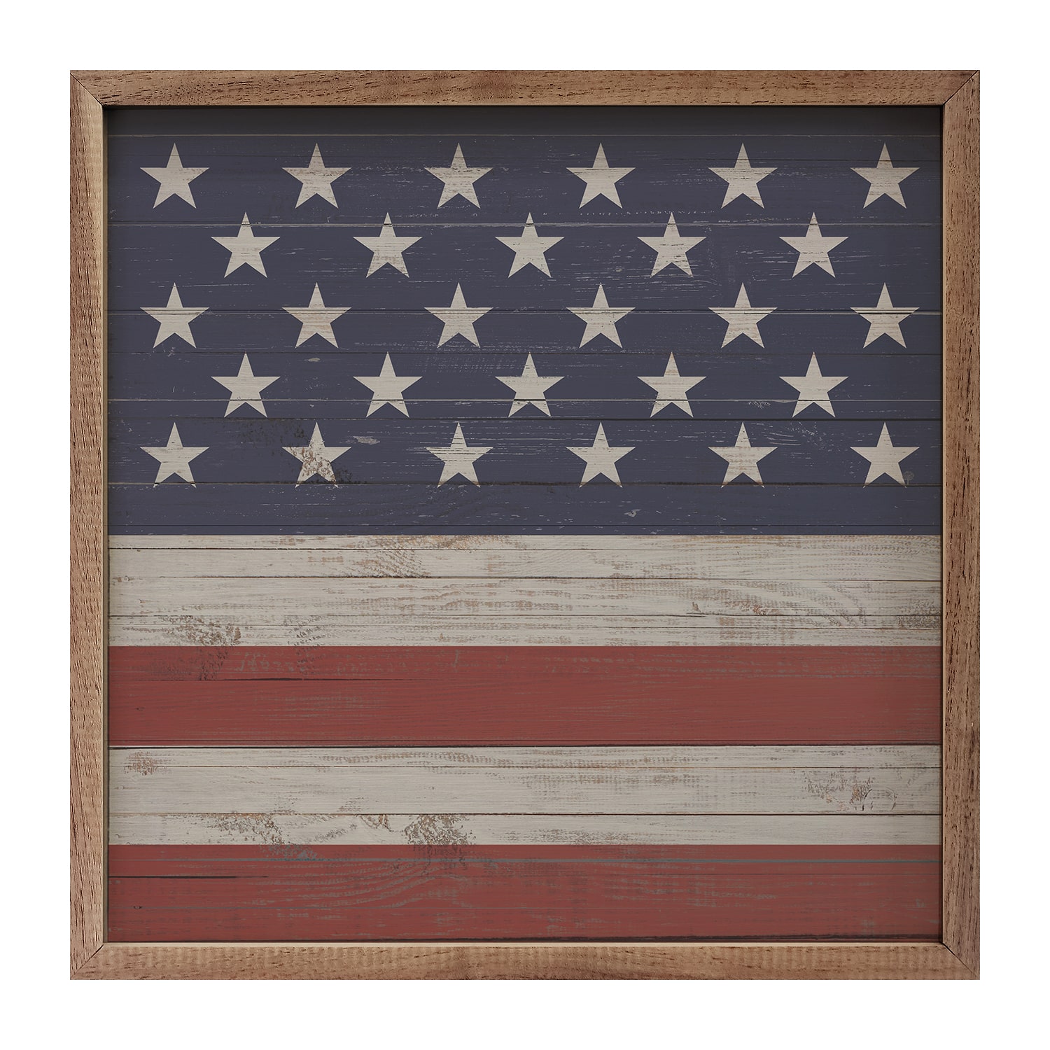 Kendrick Home Framed Square Flag Wood Wall Art
