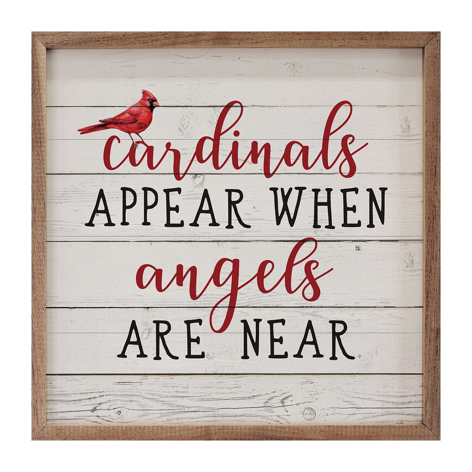 Kendrick Home Framed Cardinals Appear Wood Wall Art