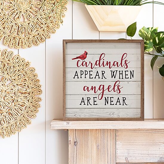 Kendrick Home Framed Cardinals Appear Wood Wall Art, Color: Beige ...