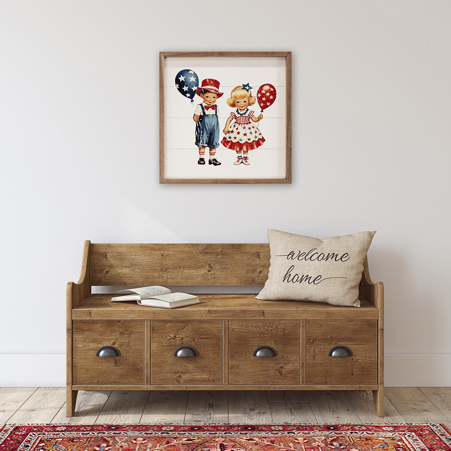 Kendrick Home Framed Fourth Of July Wood Wall Art