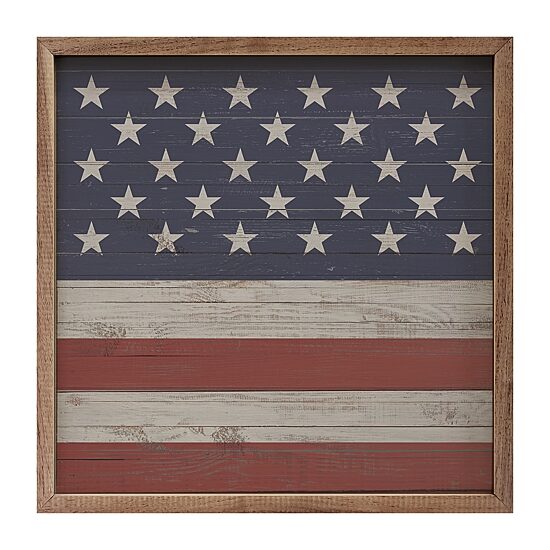 Kendrick Home Framed Square Flag Wood Wall Art, Color: Beige - JCPenney