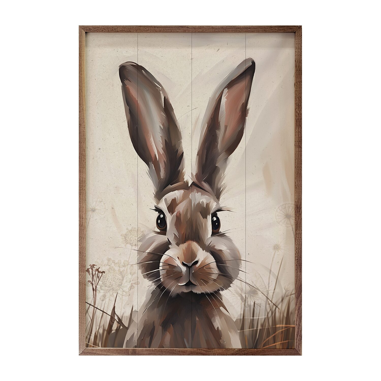 Kendrick Home Framed Brown Rabbit Wood Wall Art