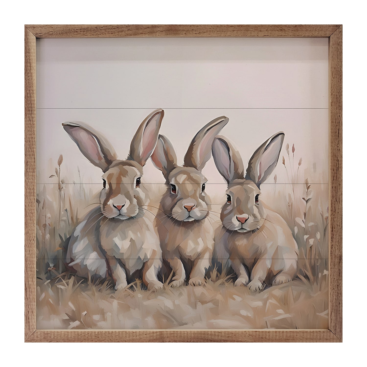 Kendrick Home Framed Three Rabbits Wood Wall Art, Color: Beige - JCPenney