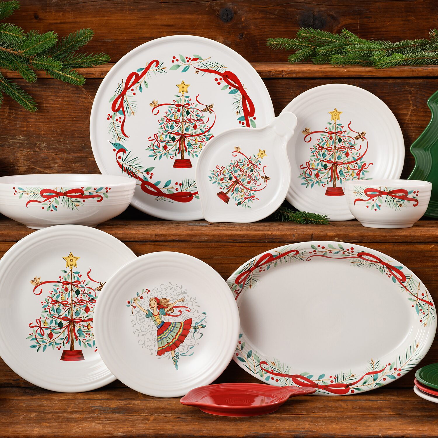 Fiesta Holly Berry Christmas Ceramic Serving Platter