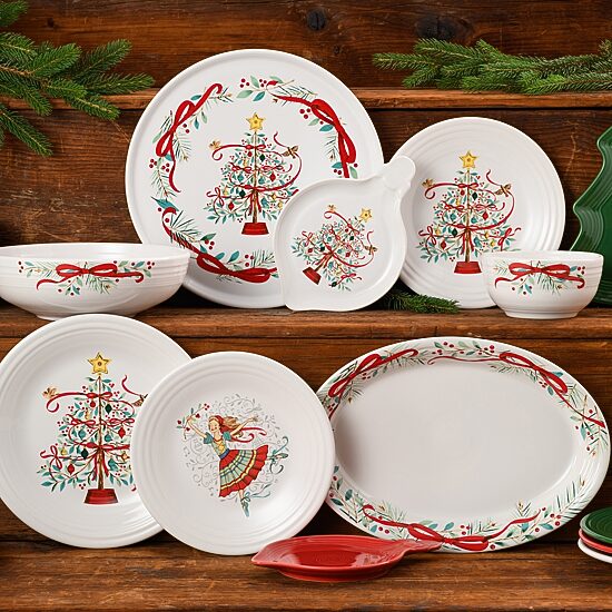 Fiesta Holly Berry Christmas Ceramic Serving Platter