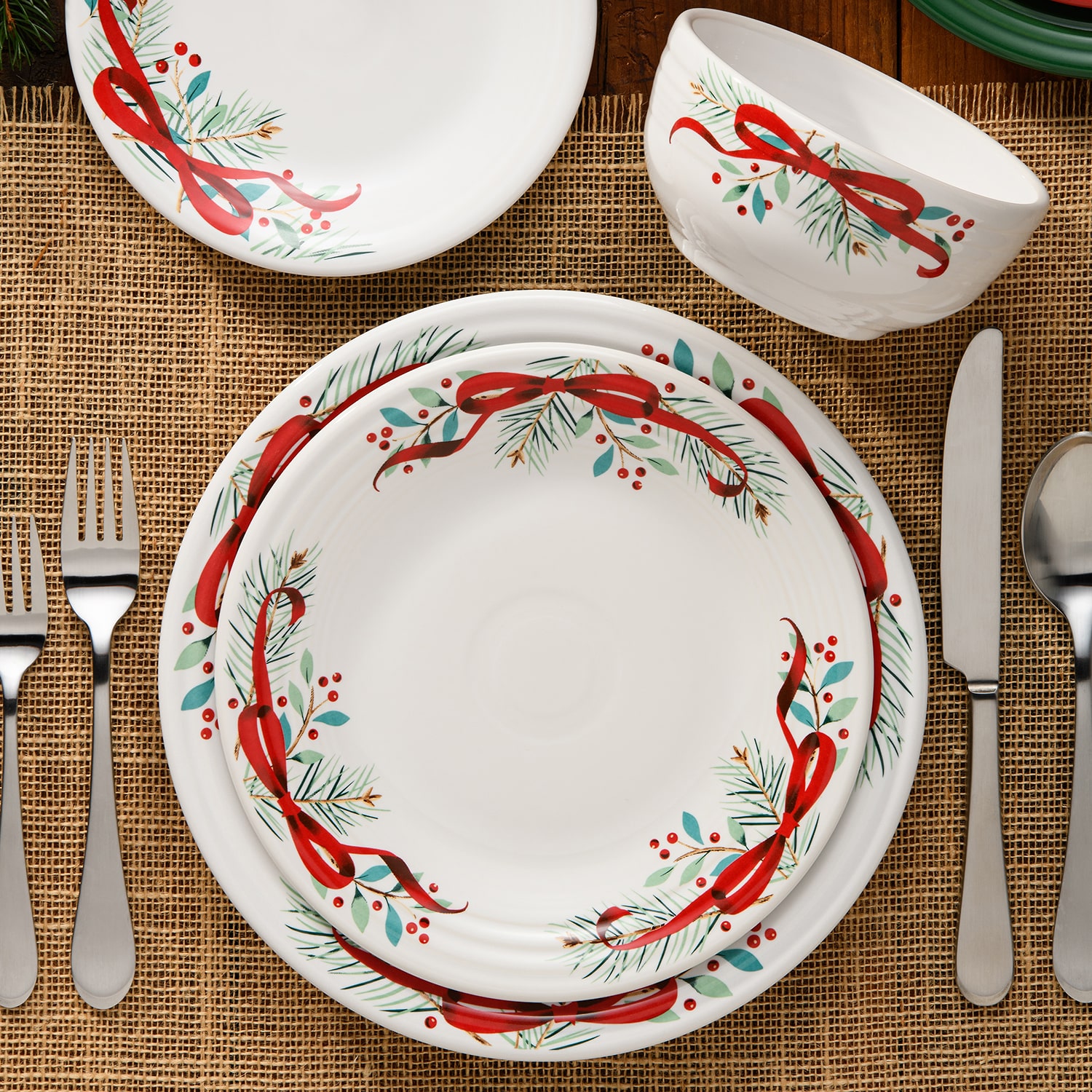 Fiesta Holly Berry Christmas 3-pc. Ceramic Dinnerware Set