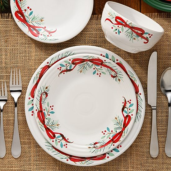 Fiesta Holly Berry Christmas 3-pc. Ceramic Dinnerware Set