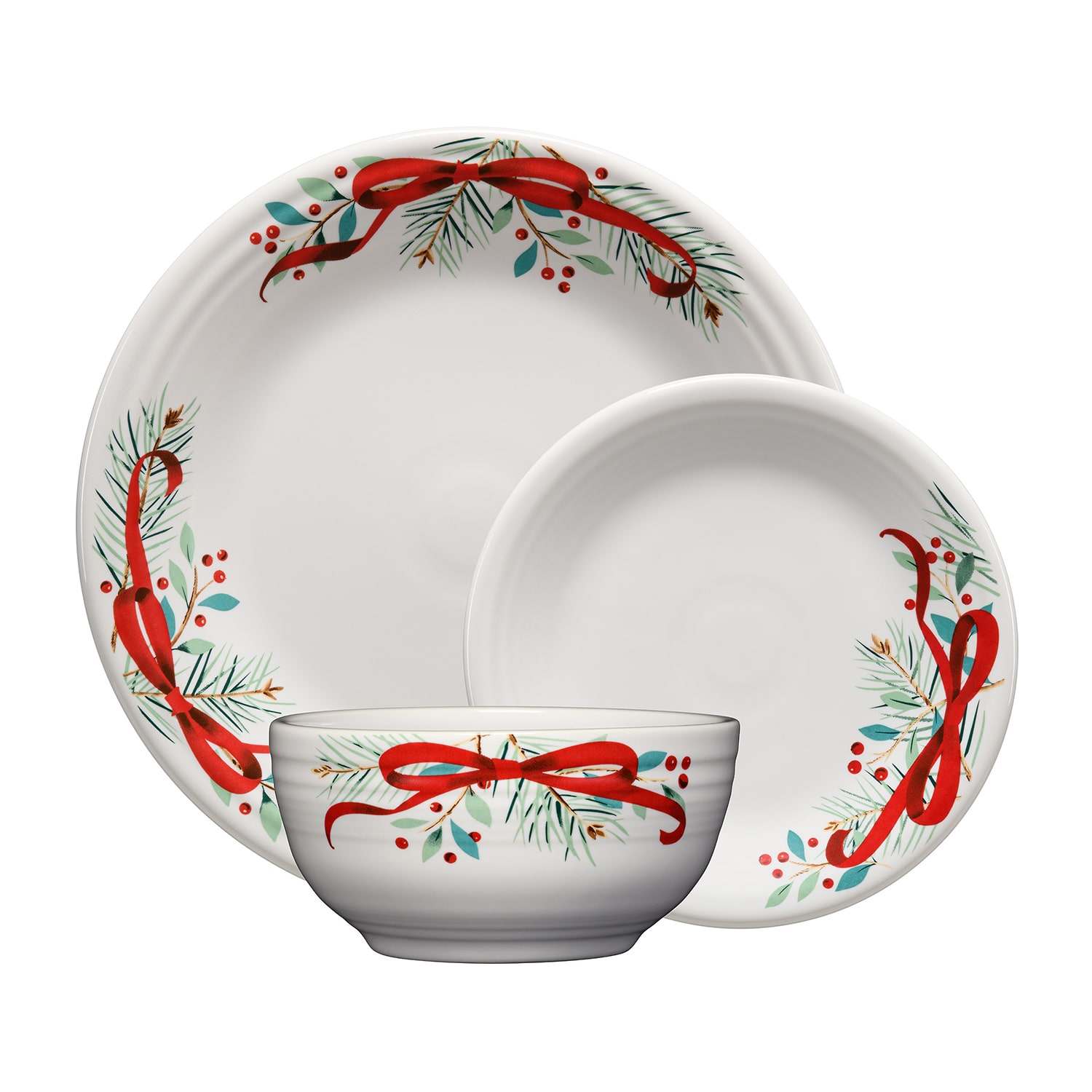 Fiesta Holly Berry Christmas 3-pc. Ceramic Dinnerware Set