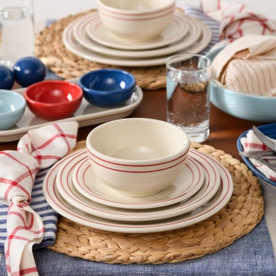 Fiesta Americana Scarlet Band 3-pc. Ceramic Dinnerware Set