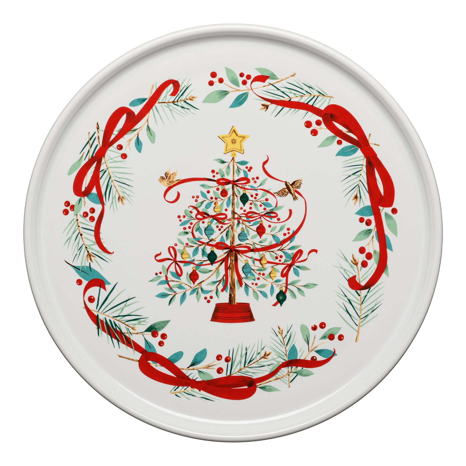 Fiesta Holly Berry Christmas Ceramic Serving Platter