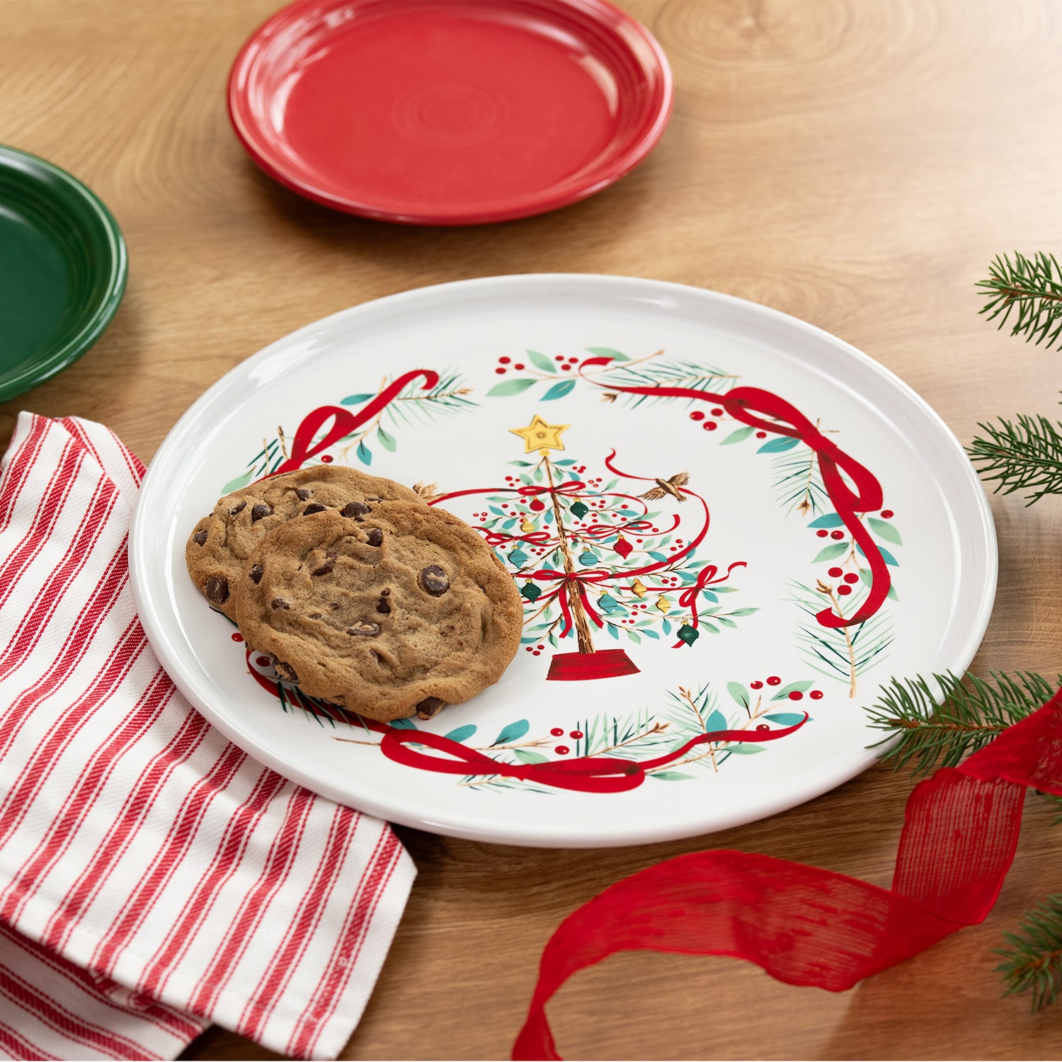 Fiesta Holly Berry Christmas Ceramic Serving Platter