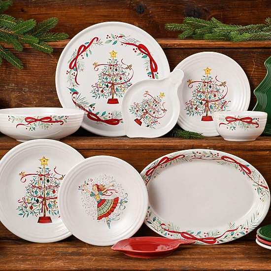 Fiesta Holly Berry Christmas Ceramic Serving Platter