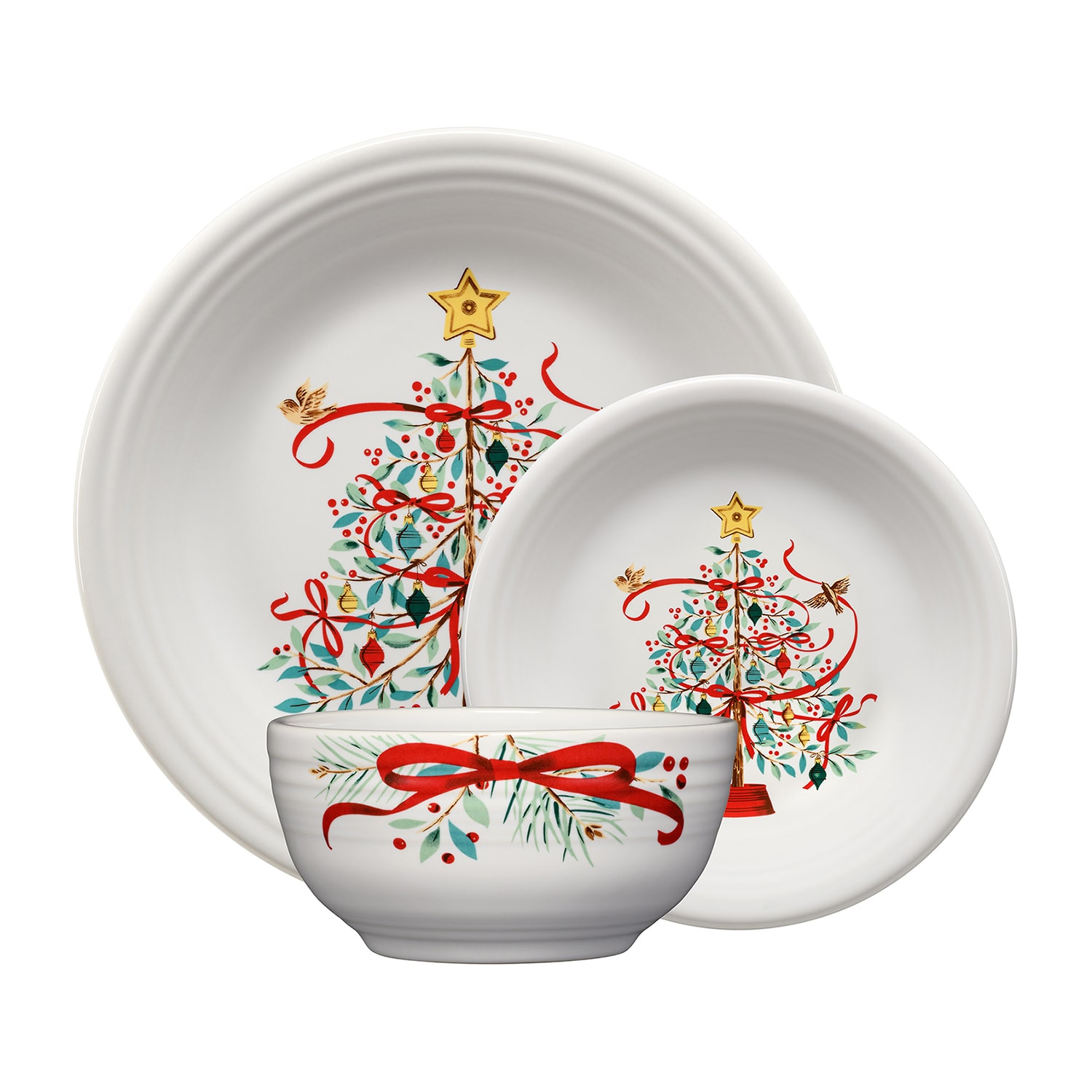Fiesta Holly Berry Christmas 3-pc. Ceramic Dinnerware Set
