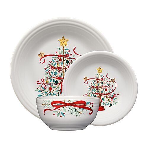Fiesta Holly Berry Christmas 3-pc. Ceramic Dinnerware Set, One Size, White