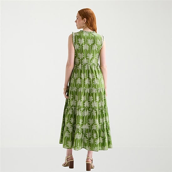 St. John's Bay Womens Plus Midi Split Tie Neck Sleeveless A-Line Dress