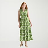 St. John's Bay Womens Plus Midi Split Tie Neck Sleeveless A-Line Dress