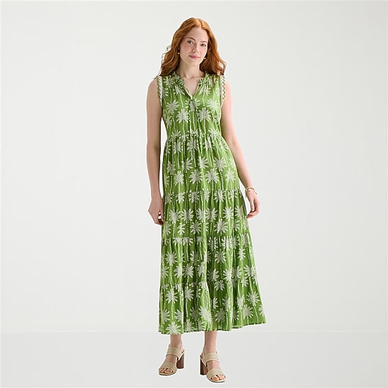 St. John's Bay Womens Plus Midi Split Tie Neck Sleeveless A-Line Dress