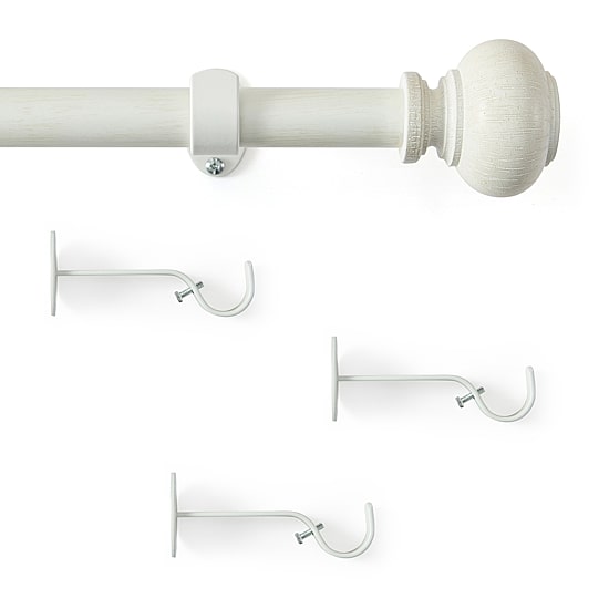 Rhinebeck 1-Inch Adjustable Single Curtain Rod with Faux Wood Ball Finials