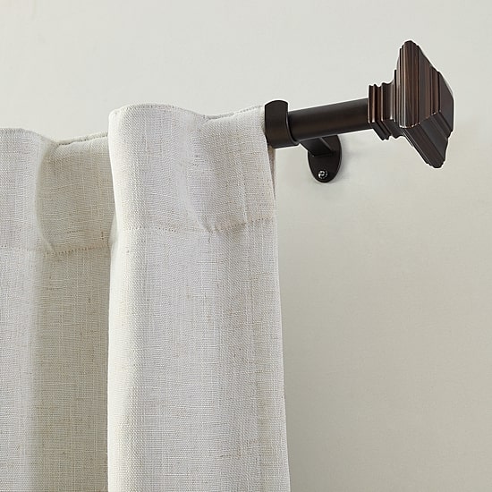 Florence 1-Inch Adjustable Decorative Single Curtain Rod with Stacked Square Finials