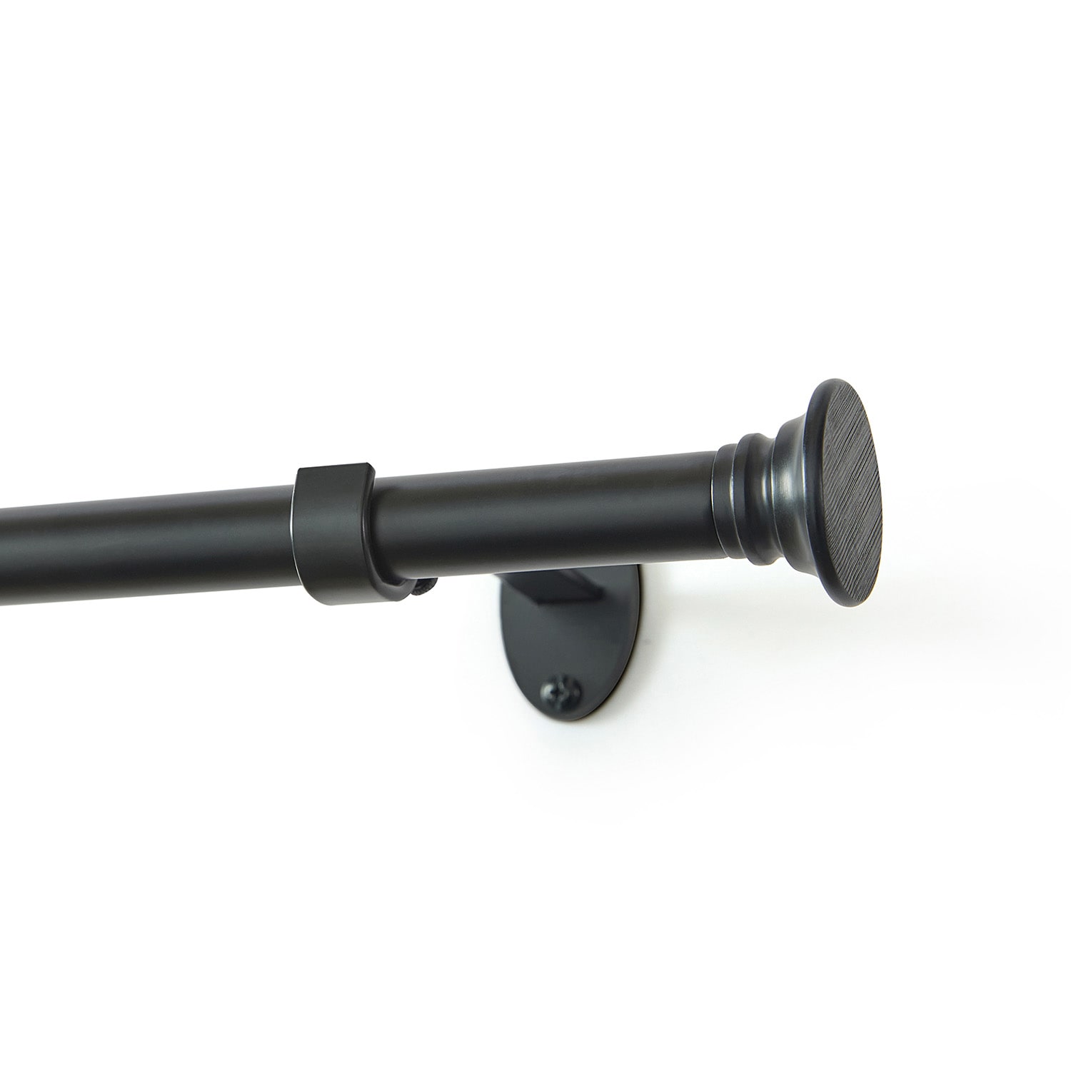 Shaker 3/4-Inch Adjustable Single Curtain Rod with Rounded End Cap Finials