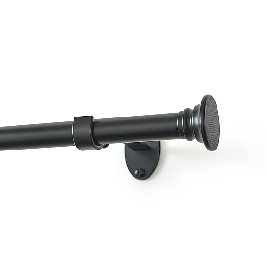 Shaker 3/4-Inch Adjustable Single Curtain Rod with Rounded End Cap Finials