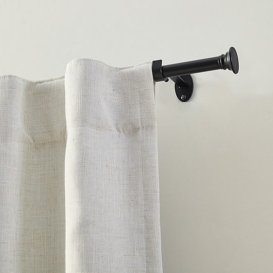 Shaker 3/4-Inch Adjustable Single Curtain Rod with Rounded End Cap Finials