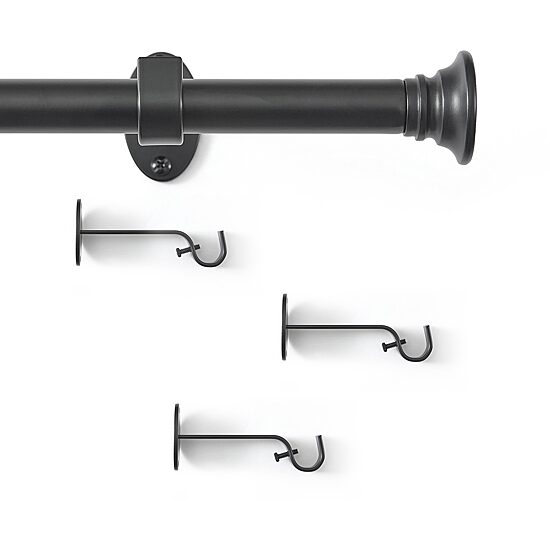 Shaker 3/4-Inch Adjustable Single Curtain Rod with Rounded End Cap Finials