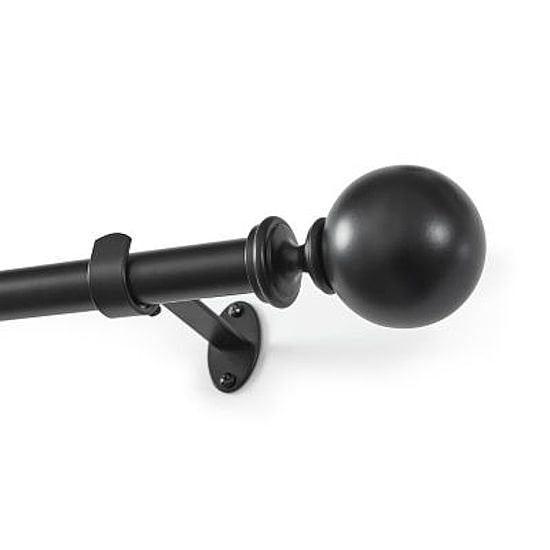 Cordelia 1-Inch Adjustable Decorative Single Curtain Rod with Globe Ball Finials