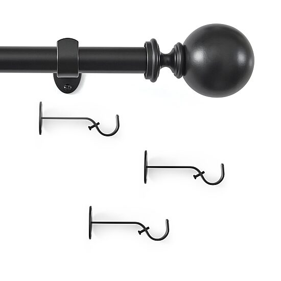 Cordelia 1-Inch Adjustable Decorative Single Curtain Rod with Globe Ball Finials