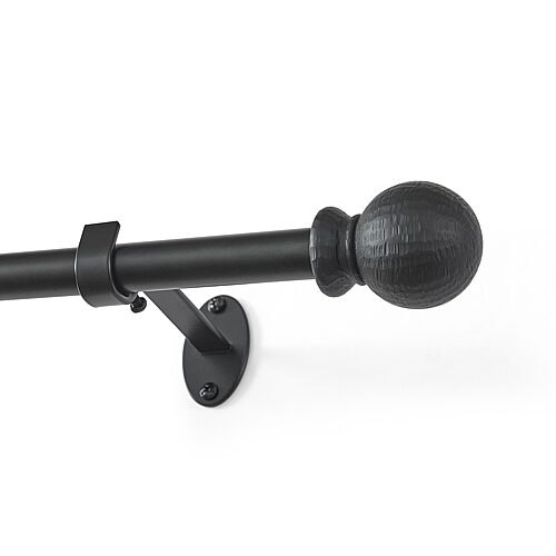 Threadmade Farm Ball 3/4 In Adjustable Curtain Rod In Black