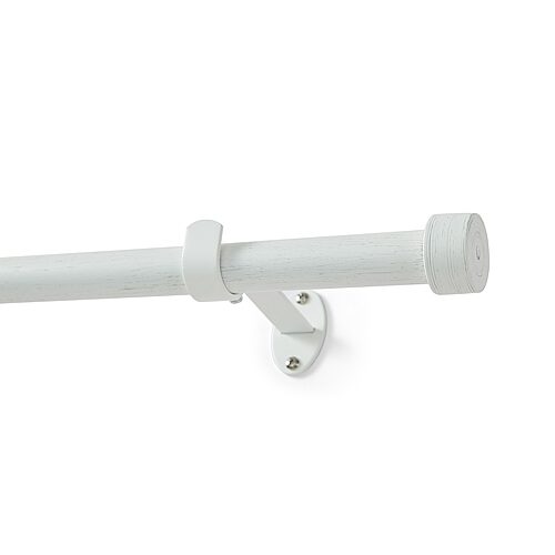 Threadmade Serena 1-inch Adjustable Single Curtain Rod With End Cap Finials In White