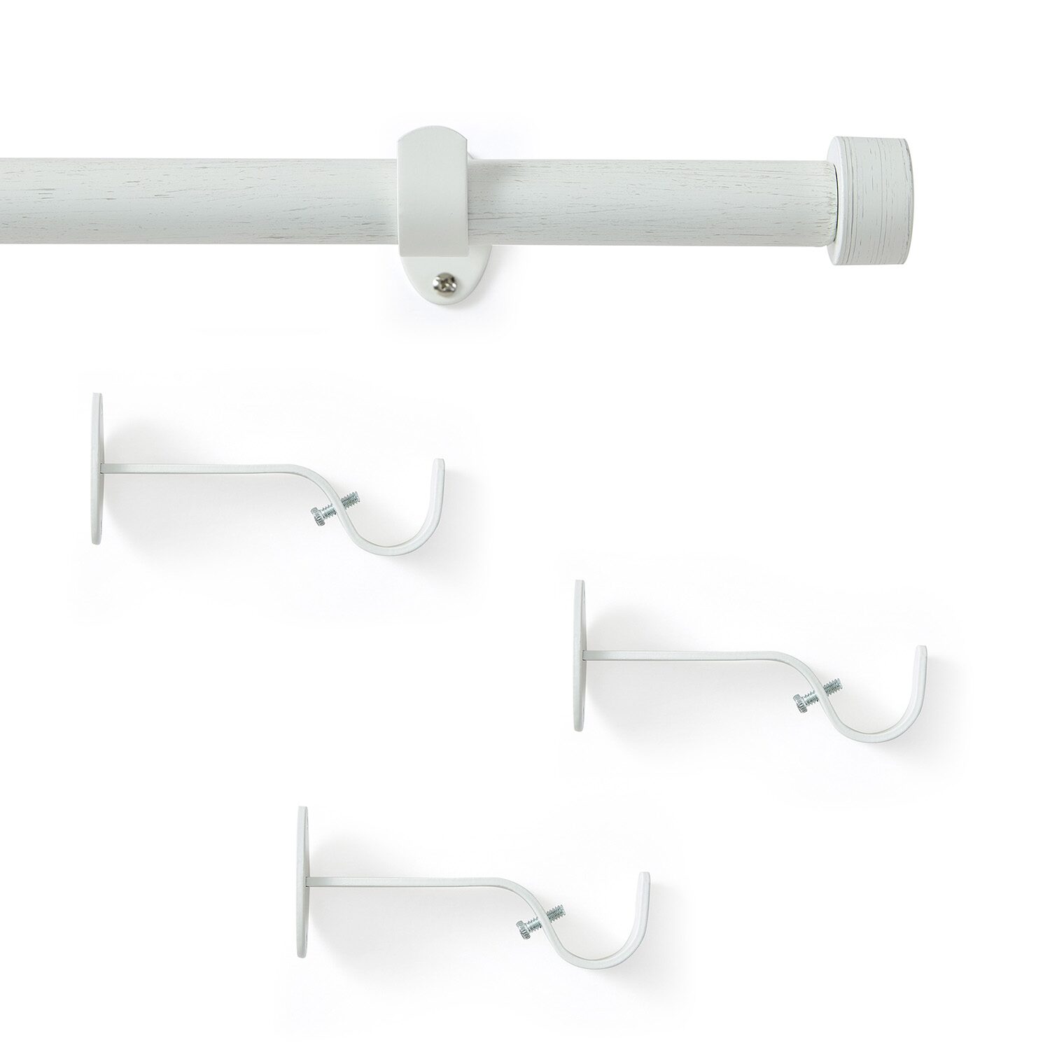 Serena 1-Inch Adjustable Single Curtain Rod with End Cap Finials