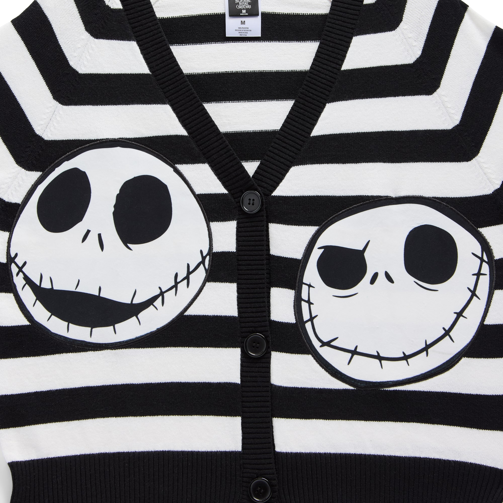 Juniors Womens V Neck Long Sleeve Nightmare Before Christmas Pullover Sweater