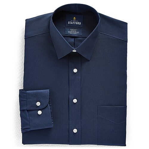Stafford Smart Tech Mens Regular Fit Stretch Fabric Wrinkle Free Long Sleeve Dress Shirt In Blue