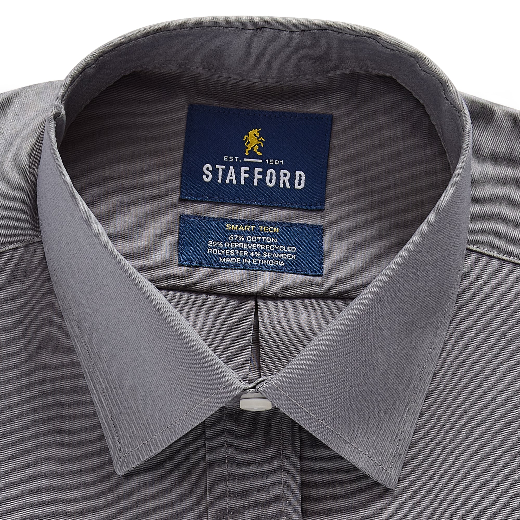 Stafford Smart Tech Mens Regular Fit Stretch Fabric Wrinkle Free Long Sleeve Dress Shirt