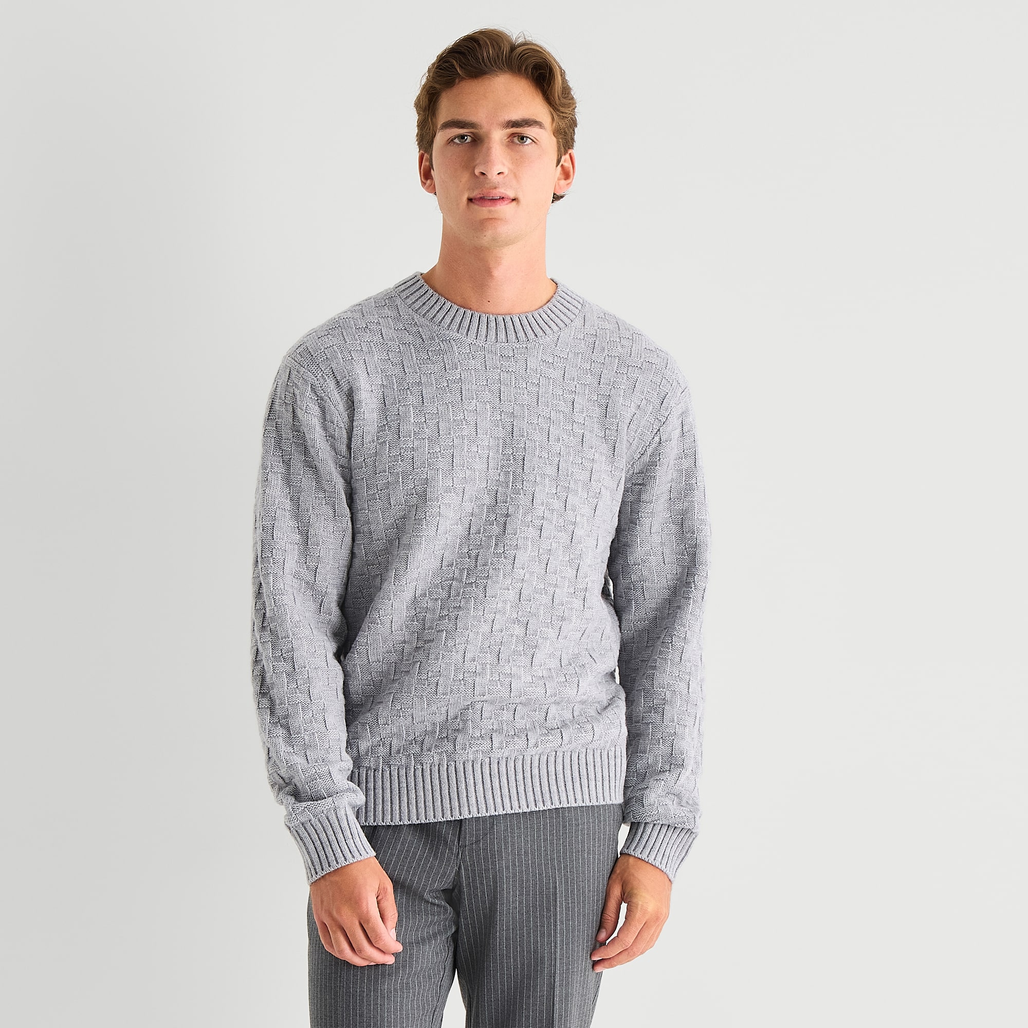 J. Ferrar Textured Mens Crew Neck Long Sleeve Pullover Sweater