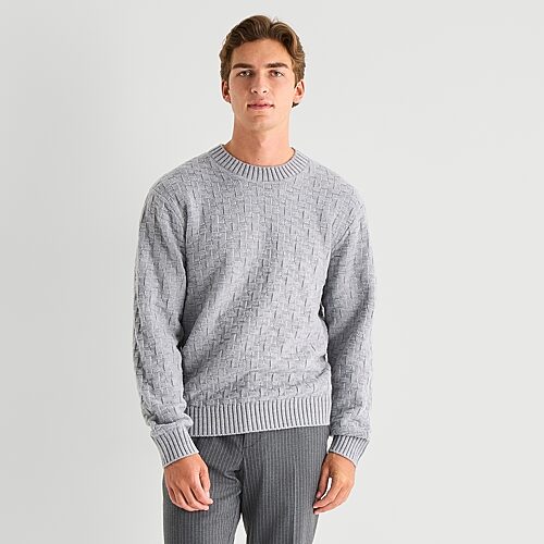 J. Ferrar Textured Mens Crew Neck Long Sleeve Pullover Sweater In Gray