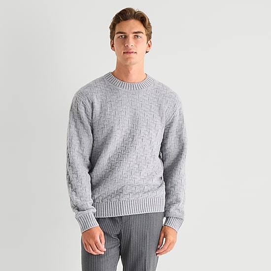 J. Ferrar Textured Mens Crew Neck Long Sleeve Pullover Sweater