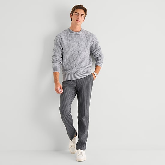 J. Ferrar Textured Mens Crew Neck Long Sleeve Pullover Sweater