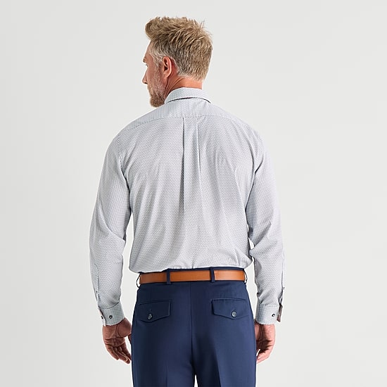 Stafford Geo Mens Long Sleeve Regular Fit Button-Down Shirt