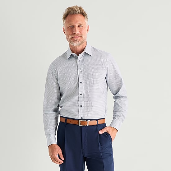 Stafford Geo Mens Long Sleeve Regular Fit Button-Down Shirt