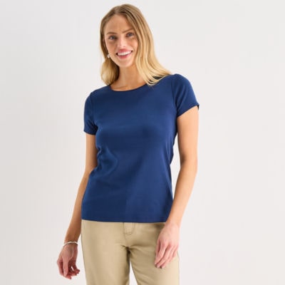 St. John's Bay Womens Tall Crew Neck Short Sleeve T-Shirt