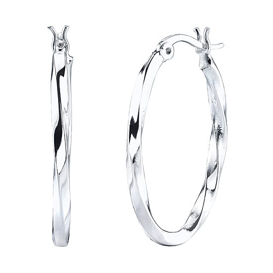 Sterling Silver Twisted Hoop Earrings