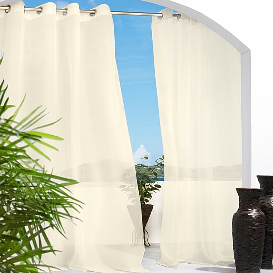 Outdoor Decor Escape Solid Grommet Top Energy Saving Light-Filtering Single Outdoor Curtain Panel