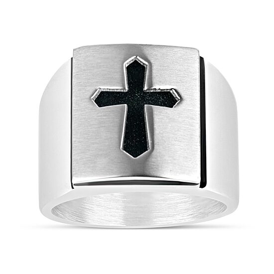 Mens Stainless Steel Cross Fashion Ring
