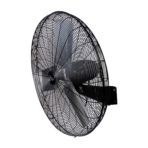 The 30 Inch Tilting Wall Mountable Heavy Duty Oscillating Fan with 3 Speed Motor in Black