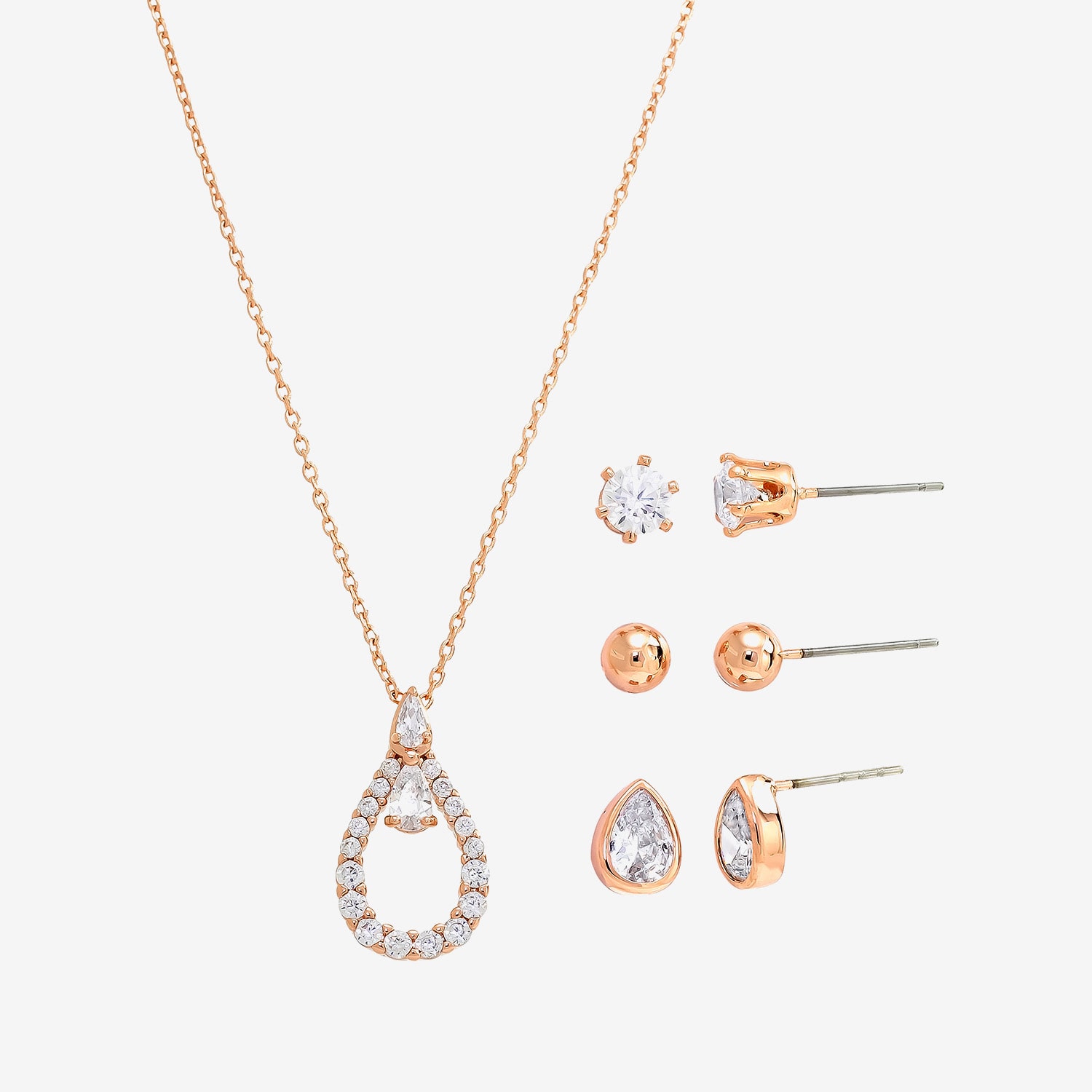 Sparkle Allure Light Up Box Womens Cubic Zirconia 18K Rose Gold Over Brass 4-pc. Jewelry Set