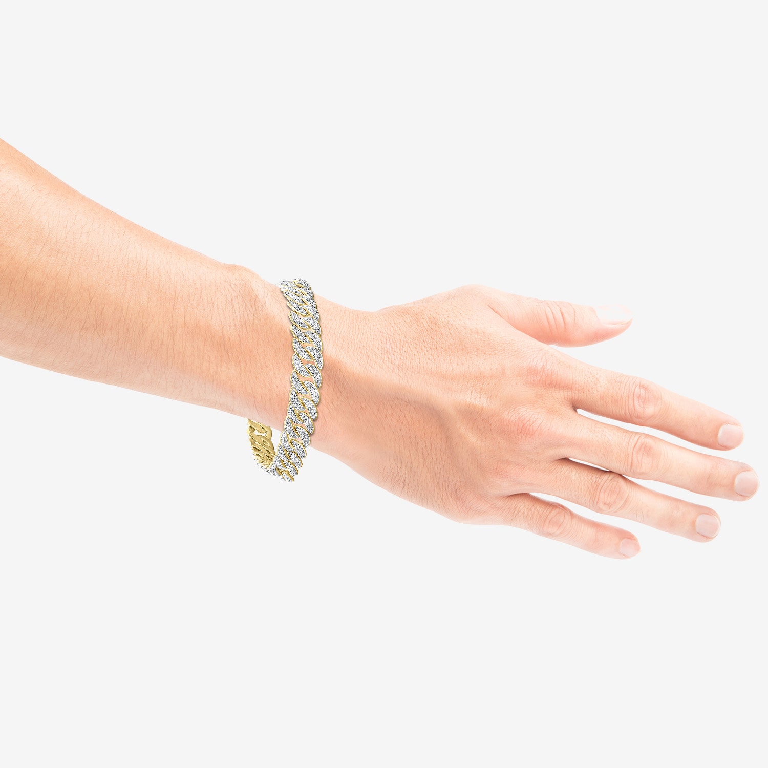 Mens 14K Gold Over Silver Sterling Silver 8 1/2 Inch Solid Chain Bracelet